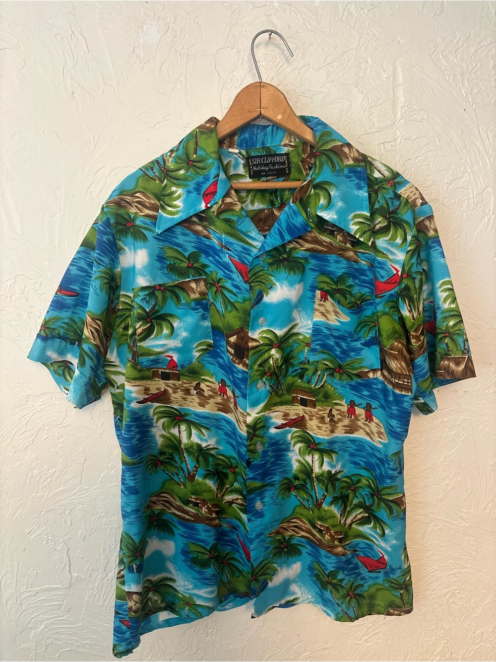 Vtg 60s Hawaiian Shirt Mens Rayon Sir Clifford Holiday Fashion Size XL